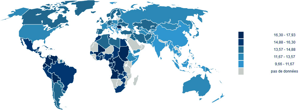 Taille du sexe dans le monde